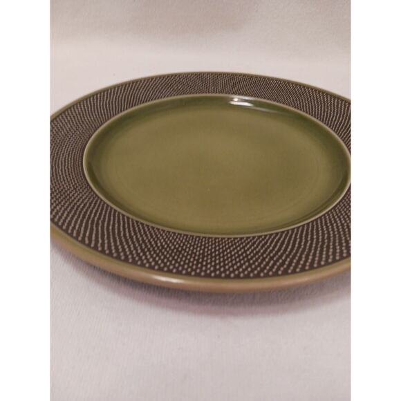 Fuji Iron Stone Chop Plate 10" Made in Japan Moss Green Textured Pattern Vintage - Picture 11 of 15